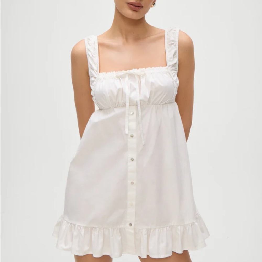 Frankie's Bikinis White Ruffle Mini Dress